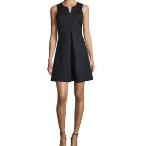 Halston Heritage Navy Split Neck Fit Flare Dress